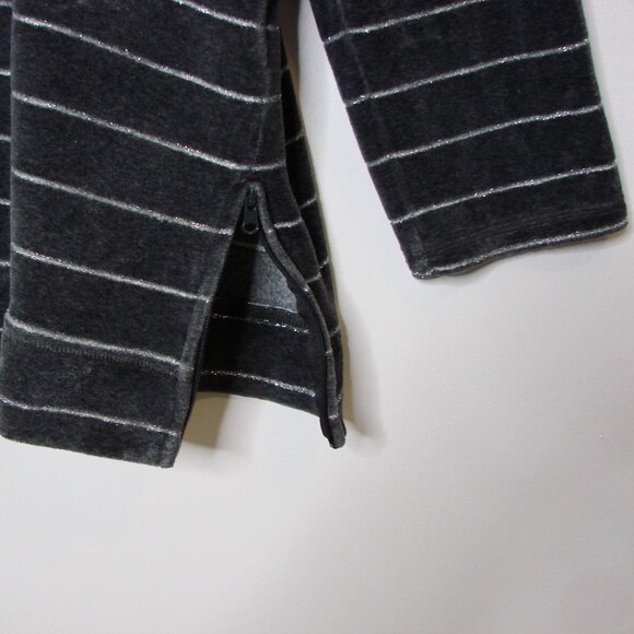 Talbots Gray Velvet Tunic Top Luxe Cowl Neck Silver Metallic Stripe Plus Size 2X - Picture 9 of 12